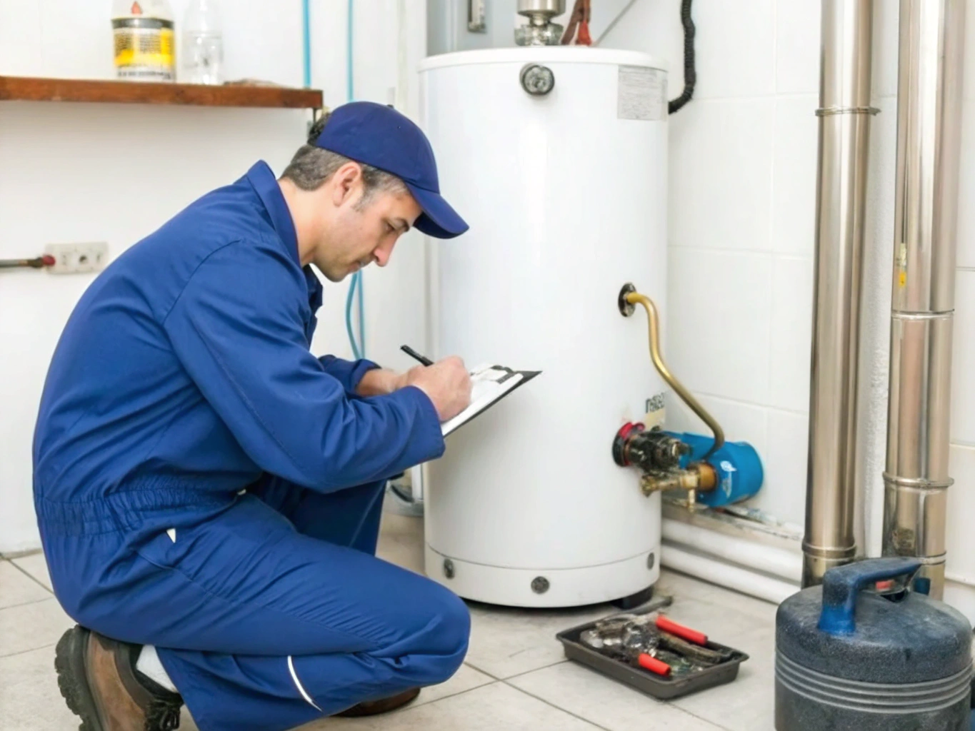 Jonesboro certified technician inspecting a residential water heater tank